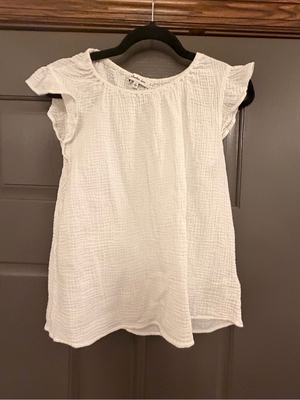 Another Love White Gauze Flutter-Sleeve Top for Girls